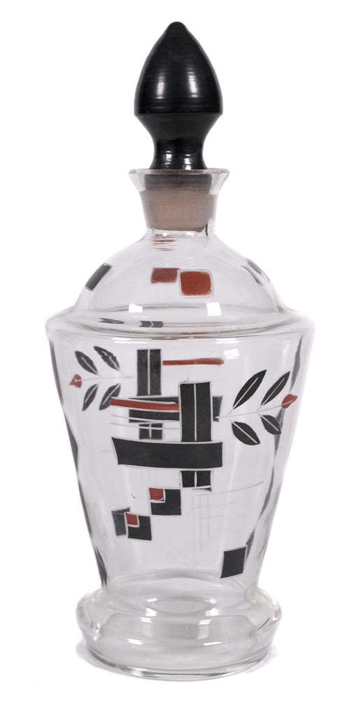 <B>CZECHOSLOVAKIAN GLASS VASE</b><br> PAINTED GLASS DECANTER, EARLY 20TH CENTURY</br>