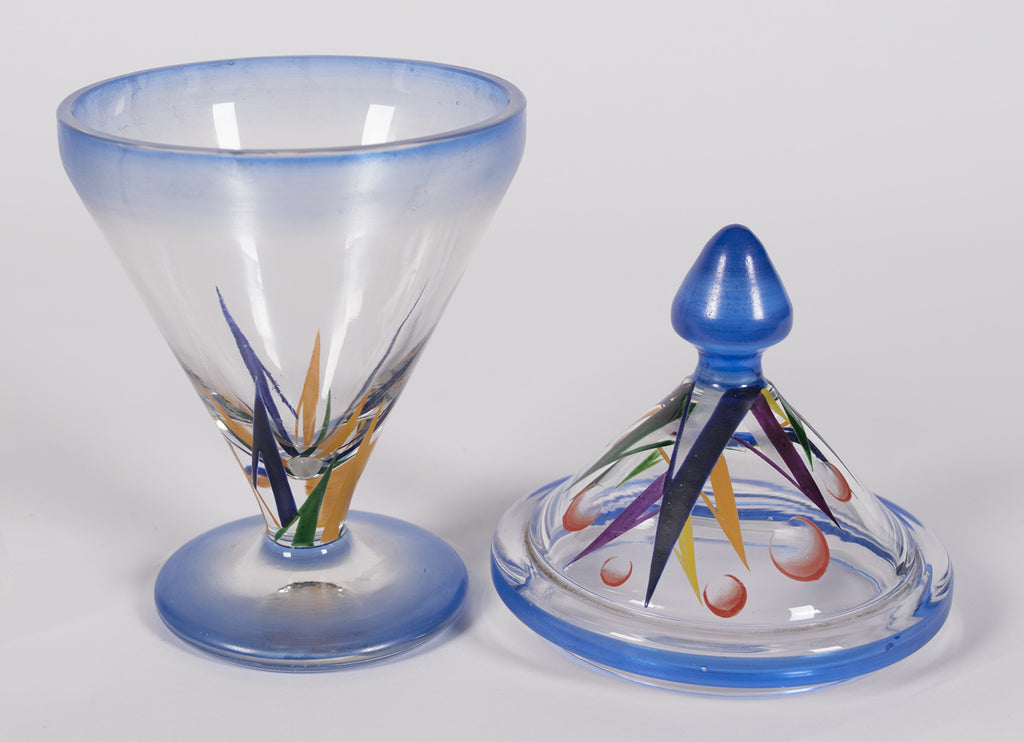 <b>CZECHOSLOVAKIAN GLASS JAR</b><br>LIDDED JAR, EARLY 20TH CENTURY</br>