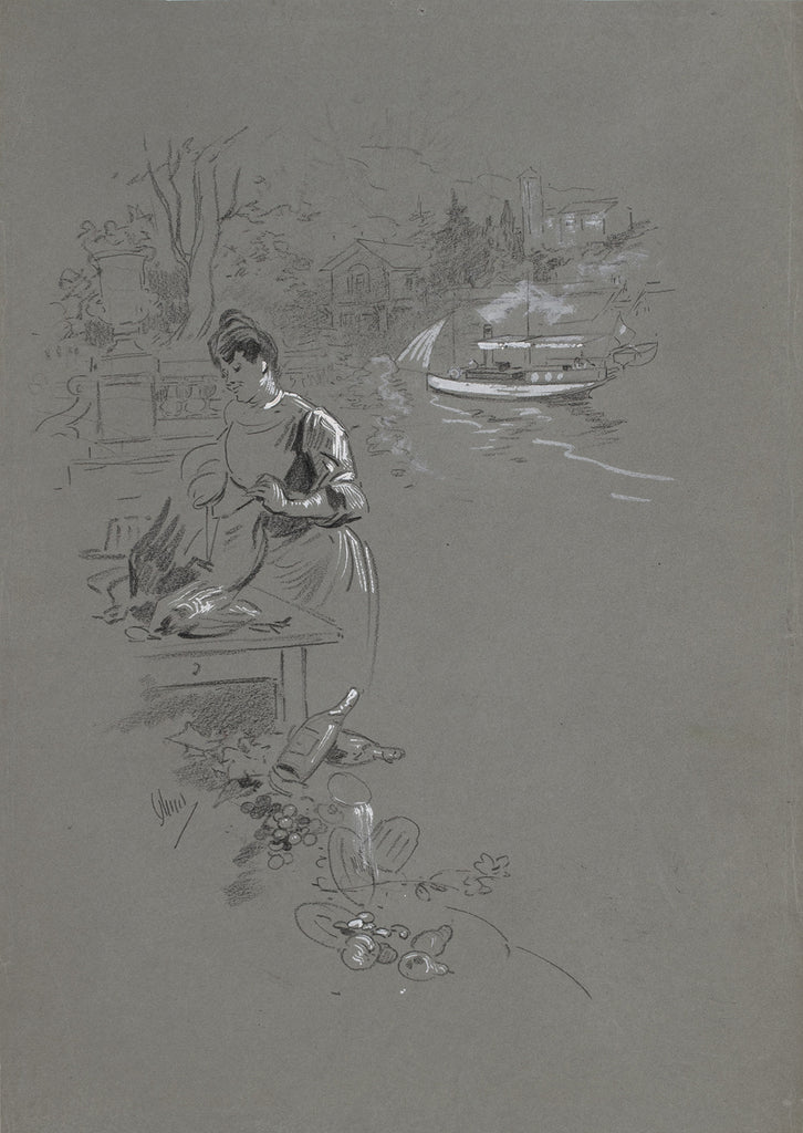 <b>JULES CHERET</b><br> WOMAN WITH BIRD, CIRCA 1890s</br>
