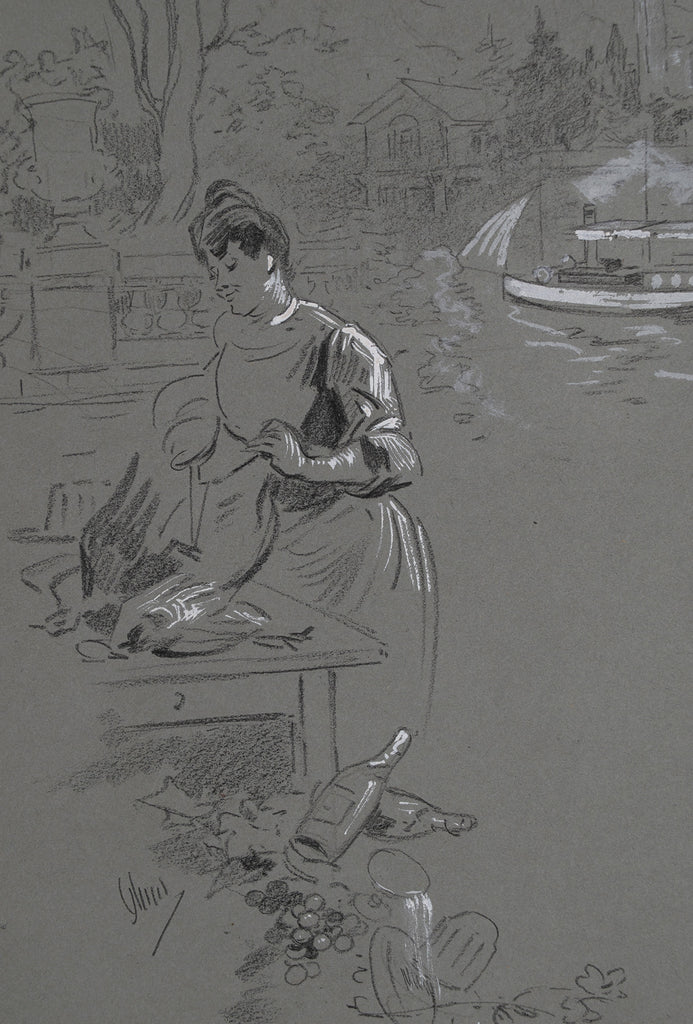 <b>JULES CHERET</b><br> WOMAN WITH BIRD, CIRCA 1890s</br>