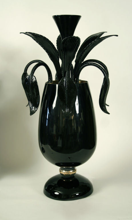 <b>PAIR OF ITALIAN BLACK GLASS LAMPS</b><br>CIRCA 1960</br>
