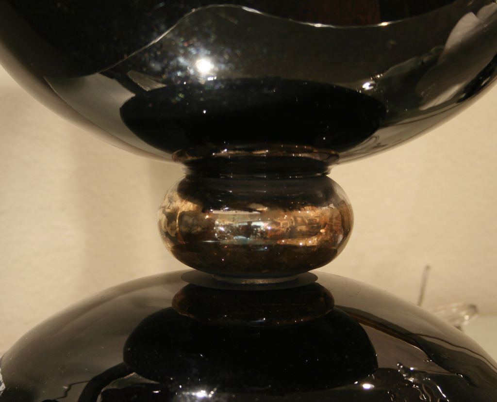 <b>PAIR OF ITALIAN BLACK GLASS LAMPS</b><br>CIRCA 1960</br>