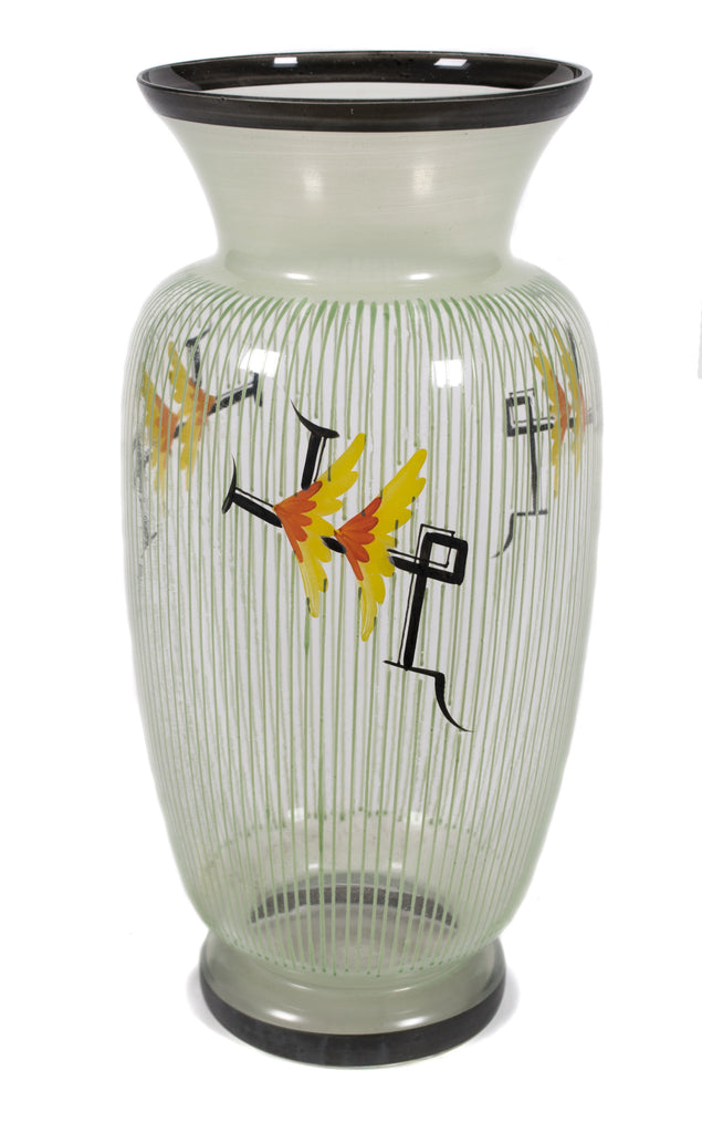 <b>CZECHOSLOVAKIAN GLASS VASE</b><br>PAINTED GLASS VASE, EARLY 20TH CENTURY</br>