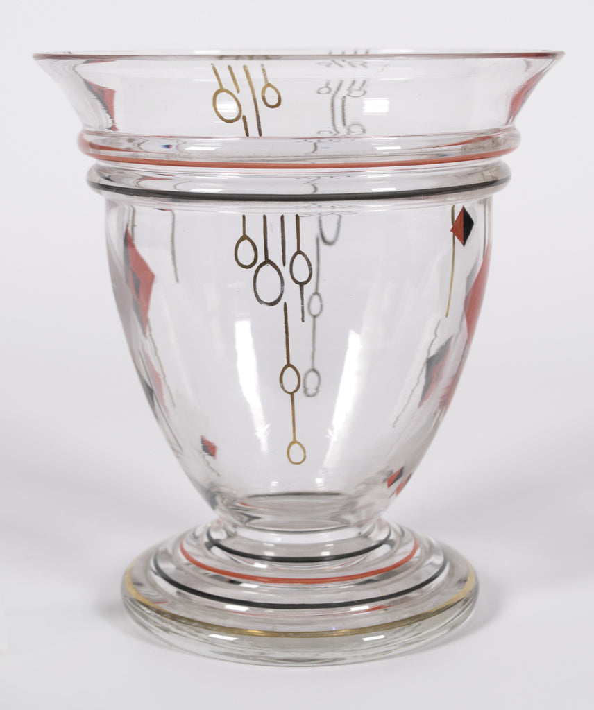 <b>CZECHOSLOVAKIAN GLASS VASE</b><br>PAINTED GLASS VASE, EARLY 20TH CENTURY</br>