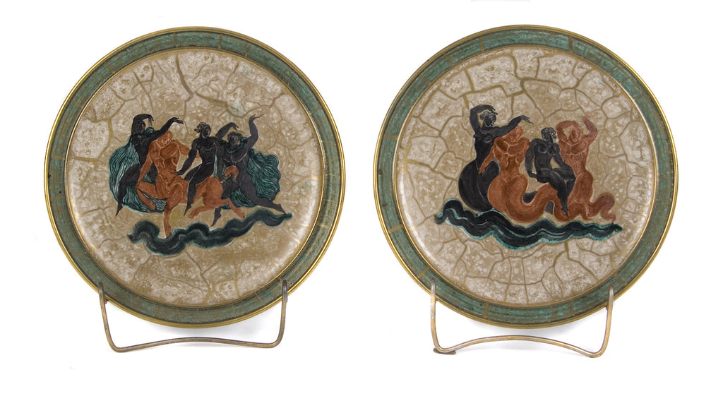 <B>JEAN MAYODON FOR SEVRES</B><BR> PAIR OF HAND PAINTED PLATES, CIRCA 1951</BR>
