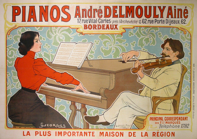 <b> J. GEORGES </b><br> PIANOS ANDRE DELMOULY,  CIRCA 1902 </br>