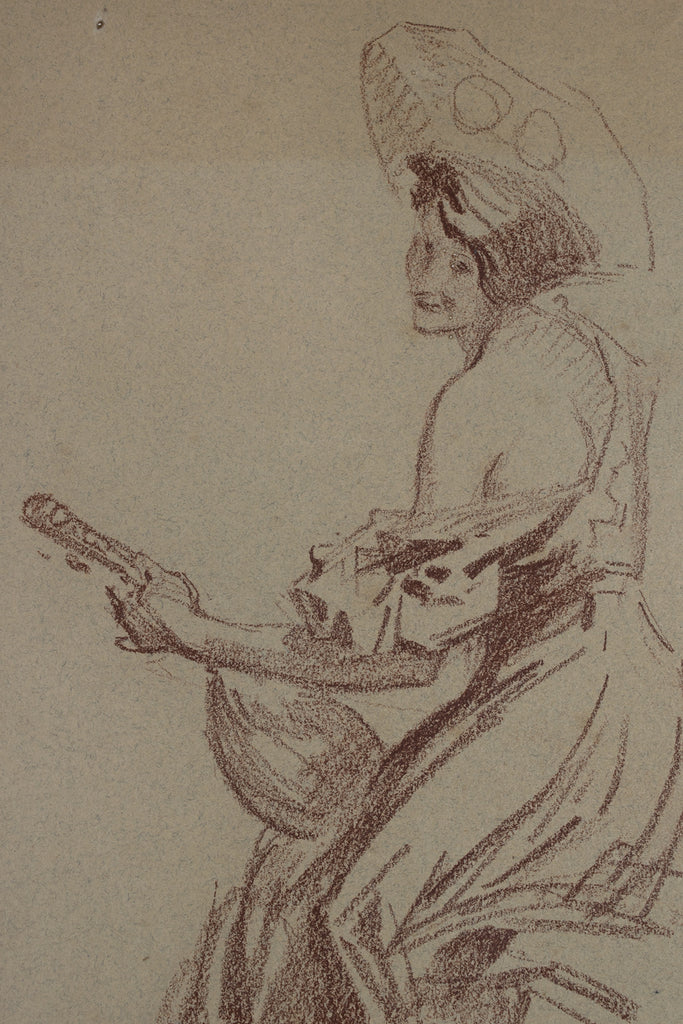 <b>JULES CHERET</b><br> WOMAN WITH MANDOLIN, CIRCA 1890s</br>